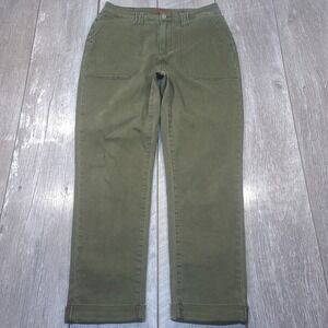Judy Blue Jeans Womens 11/30 Olive Green Garment Dyed Straight Roll Cuff Pants